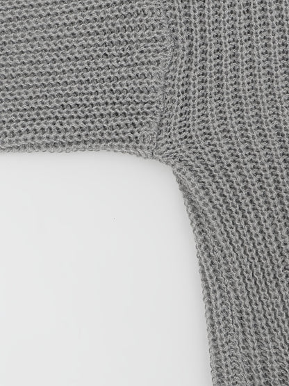 Elegant Deep V-Neck Ribbed Cardigan – Women’s Fall/Winter Knit Sweater