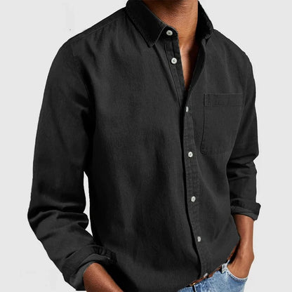 Chemise boutonnée à manches longues pour homme – Cardigan décontracté en mélange de coton