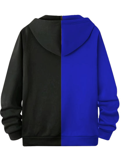 Loom & Soul Men’s Royal Blue Zip Hoodie – Two-Tone Warm Fall Jacket