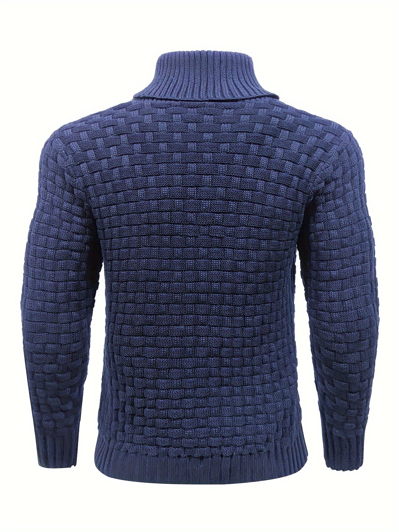 Men’s Waffle Knit Sweater – High Stretch Pullover with Lapel Collar