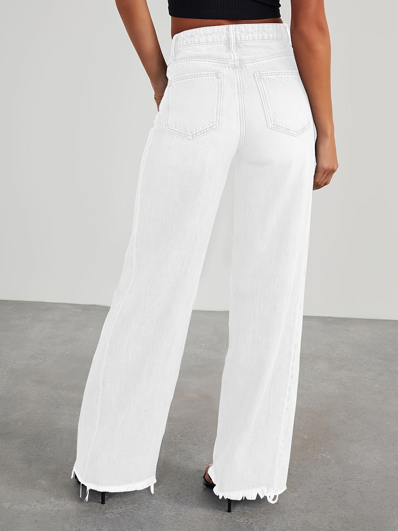 Women’s High-Waist Wide-Leg Jeans – Casual Stretch Baggy Denim