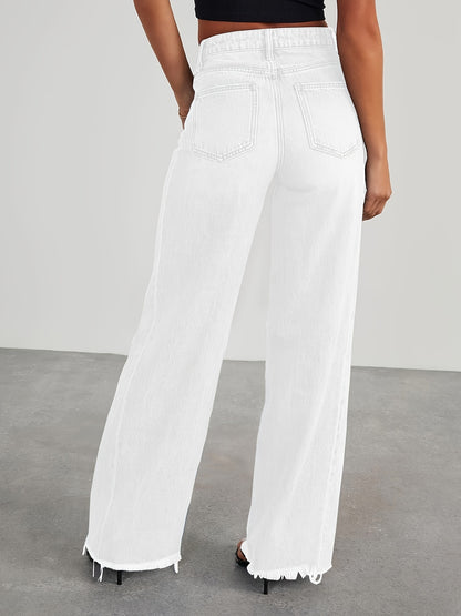 Women’s High-Waist Wide-Leg Jeans – Casual Stretch Baggy Denim