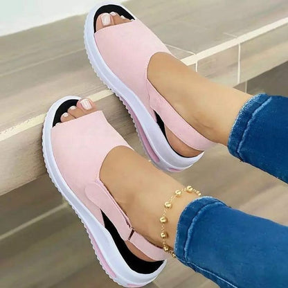 Sandalias Casual de Plataforma para Mujer con Boca de Pez – Zapatos Cómodos con Velcro