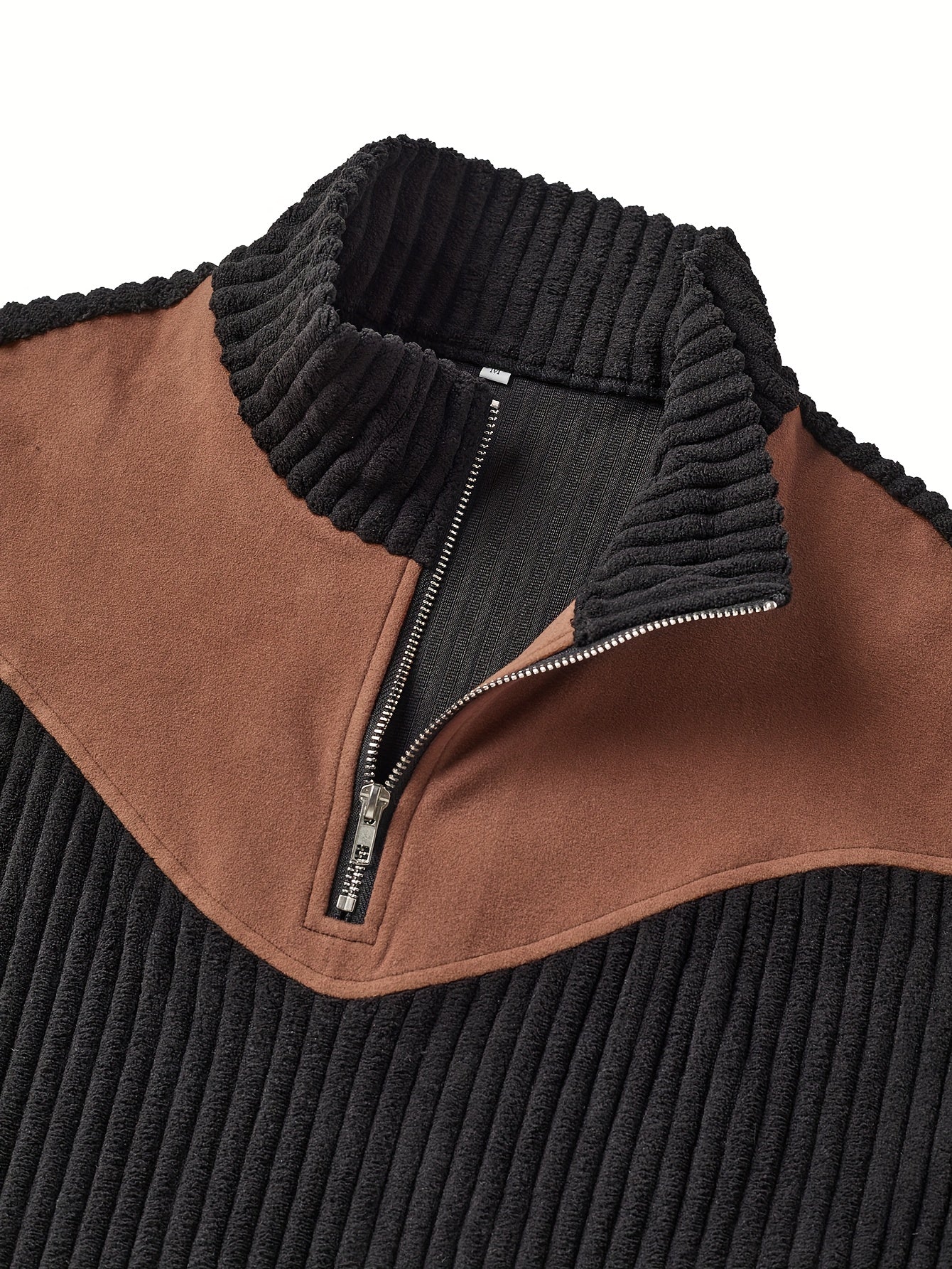Men’s Stand Collar Half-Zip Pullover – Warm Ribbed Retro Sweatshirt