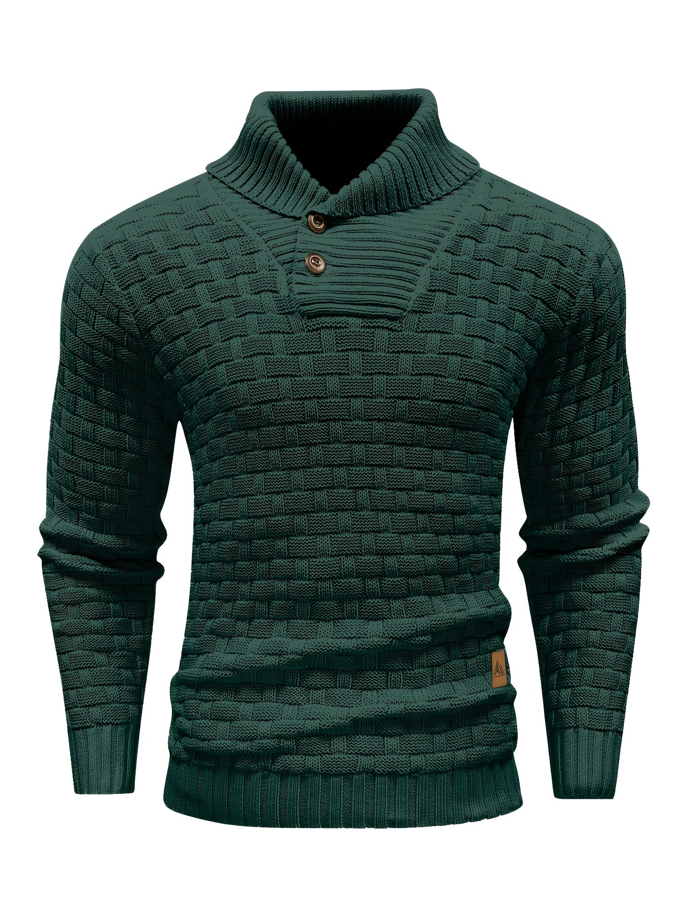 Men’s Waffle Knit Sweater – High Stretch Pullover with Lapel Collar