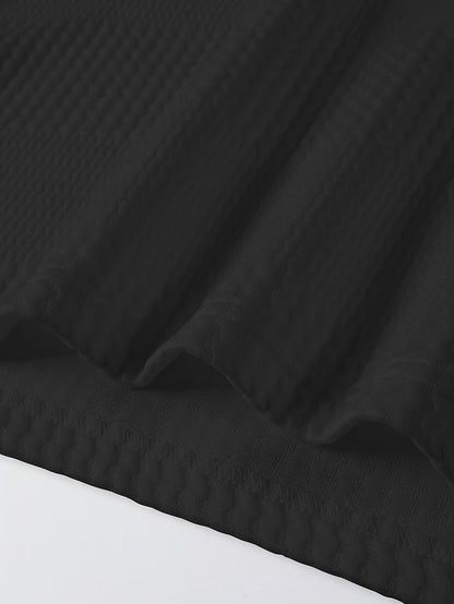 Men’s Summer Jacquard Lapel Shirt – Slim Fit Short Sleeve Polo