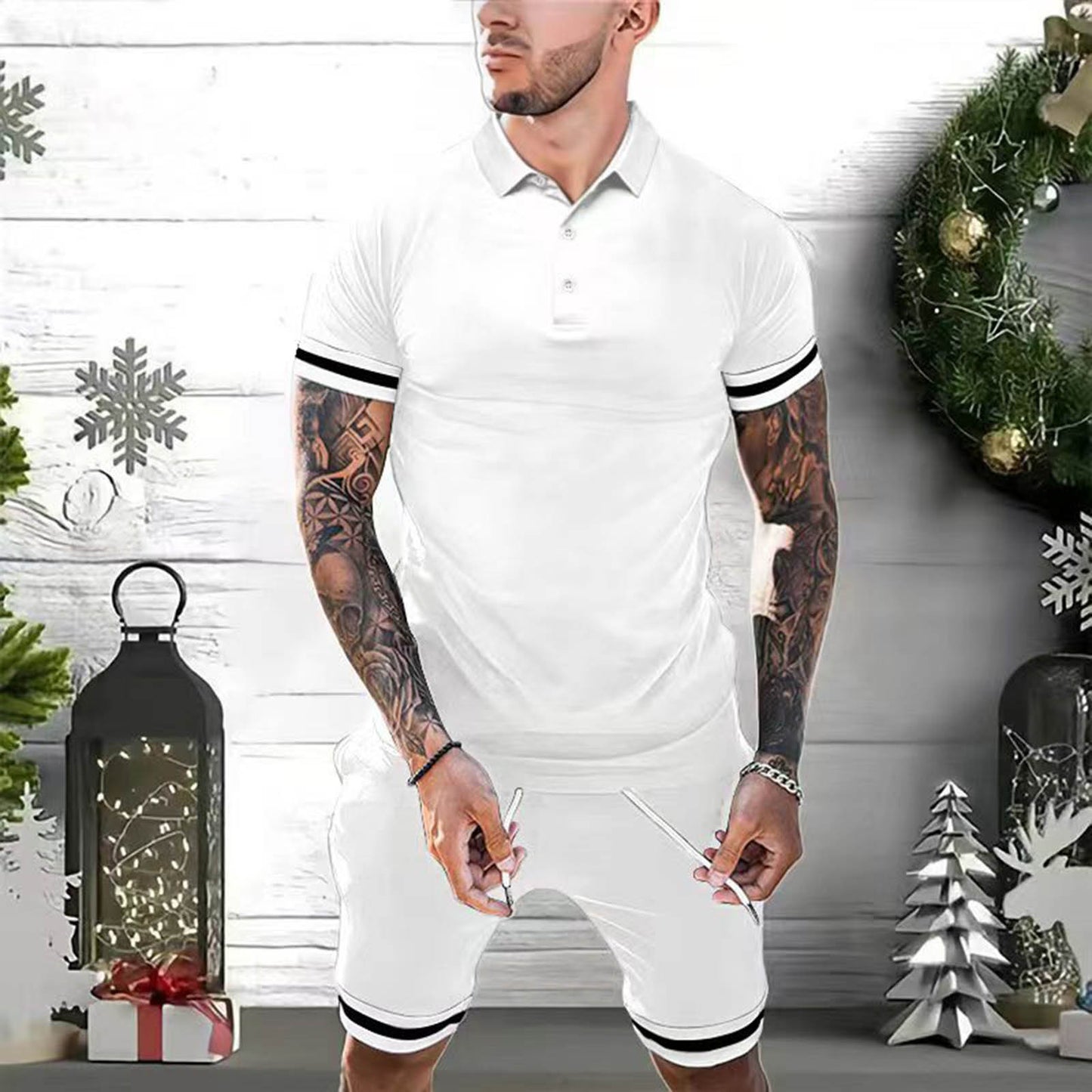 Conjunto de verano de 2 piezas de polo y shorts para hombre – Atuendo deportivo casual