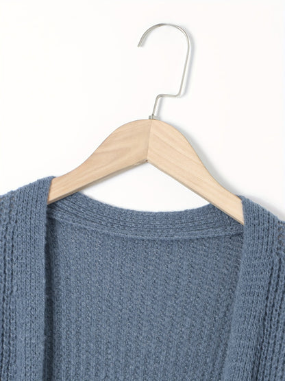 Elegant Deep V-Neck Ribbed Cardigan – Women’s Fall/Winter Knit Sweater