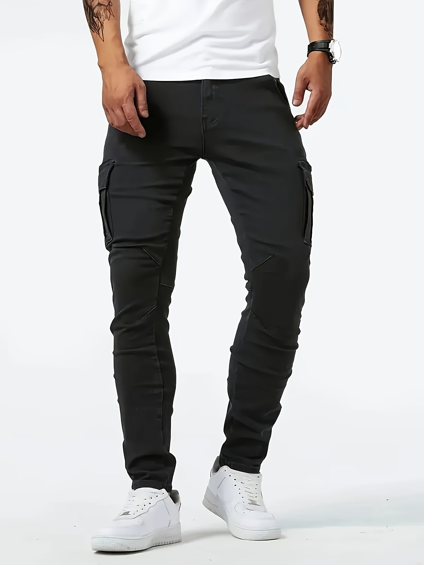 Men's Black Slim-Fit Stretch Jeans – Workwear-Inspired All-Season Denim