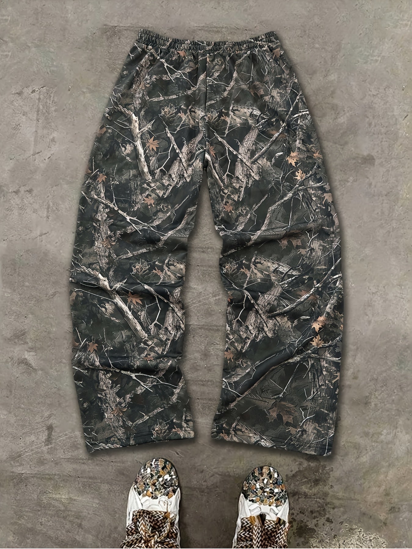 Men’s Camouflage Sports Pants – Loose-Fit Outdoor Straight-Leg Trousers