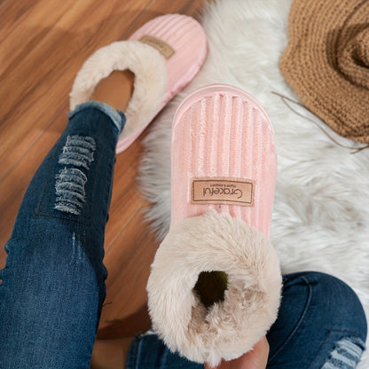 Pantuflas de Mujer con Suela Gruesa – Comodidad Cálida de Invierno para Interiores