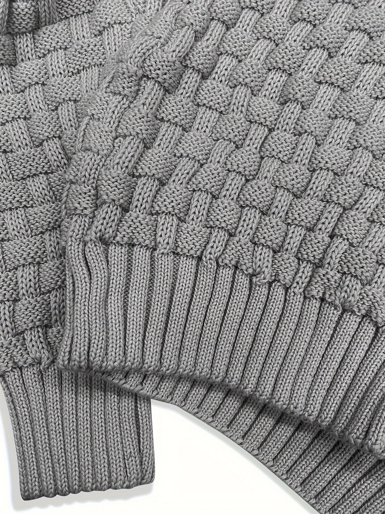 Men’s Waffle Knit Sweater – High Stretch Pullover with Lapel Collar