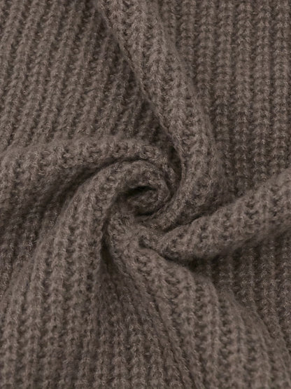 Elegant Deep V-Neck Ribbed Cardigan – Women’s Fall/Winter Knit Sweater