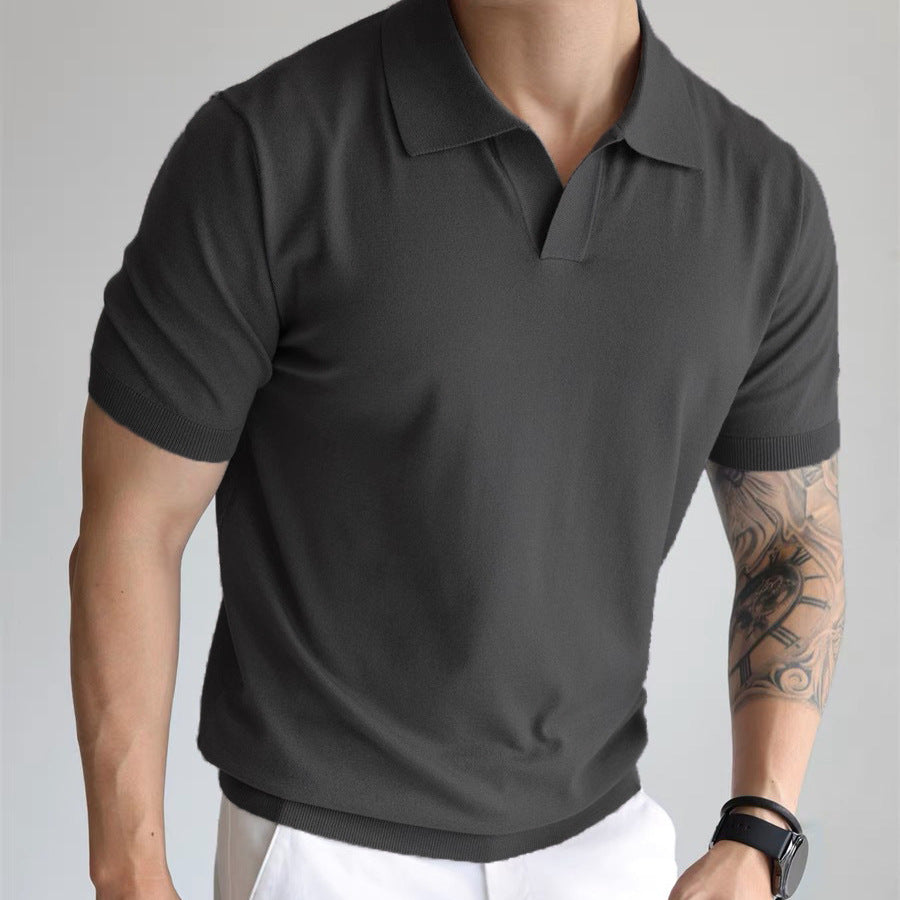 Camiseta de verano para hombre con cuello tipo polo – Corte ajustado, ligera e informal