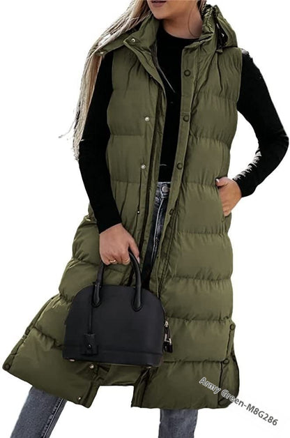 Loom & Soul™ Women’s Mid-Length Vest Jacket – Slim Fit Streetwear Zipper Coat in Vibrant Colors