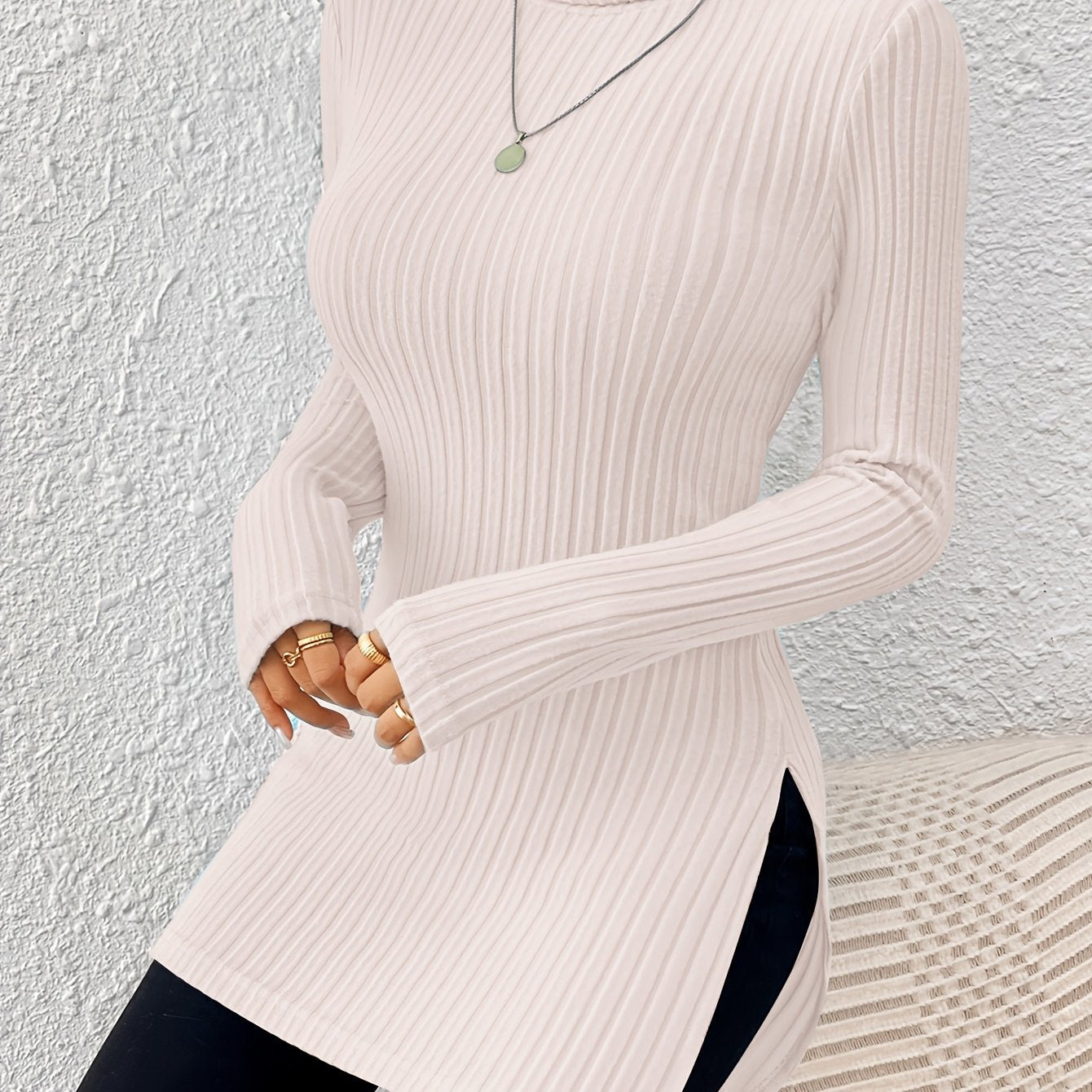 Women’s Elegant Turtleneck Top – Soft Long Sleeve High-Neck Knit