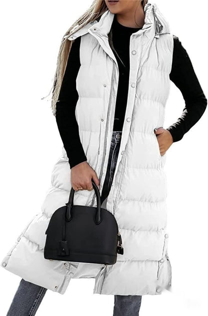 Loom & Soul™ Women’s Mid-Length Vest Jacket – Slim Fit Streetwear Zipper Coat in Vibrant Colors