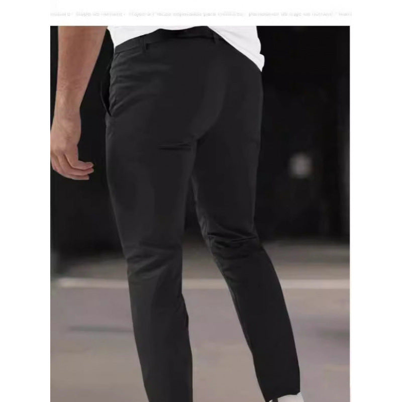 Pantalon habillé court coupe slim pour homme – Taille élastique décontractée doublé polaire