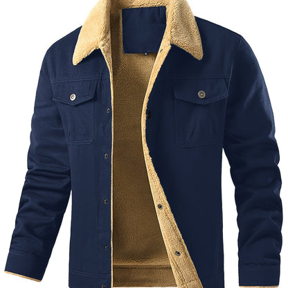 Chaqueta de trabajo para hombre con forro polar - Abrigo con cuello de borreguillo