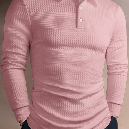 Men’s Summer Jacquard Lapel Shirt – Slim Fit Short Sleeve Polo