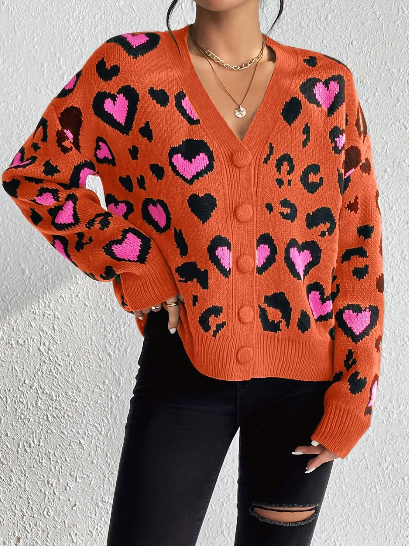 Suéter Jacquard de Leopardo – Tejido Informal Elegante para Mujer Primavera/Otoño