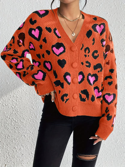 Suéter Jacquard de Leopardo – Tejido Informal Elegante para Mujer Primavera/Otoño