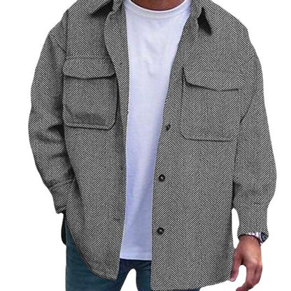 Veste de travail à col polo pour homme – Manteau mode décontracté à manches longues