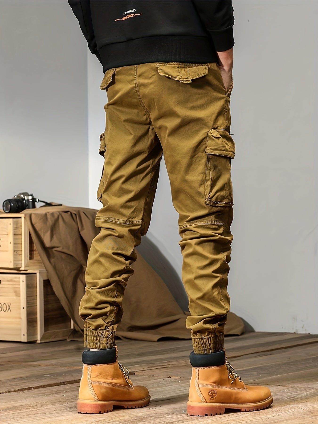Men’s Multi-Pocket Work Pants – Outdoor Casual Cargo Trousers with Stretch