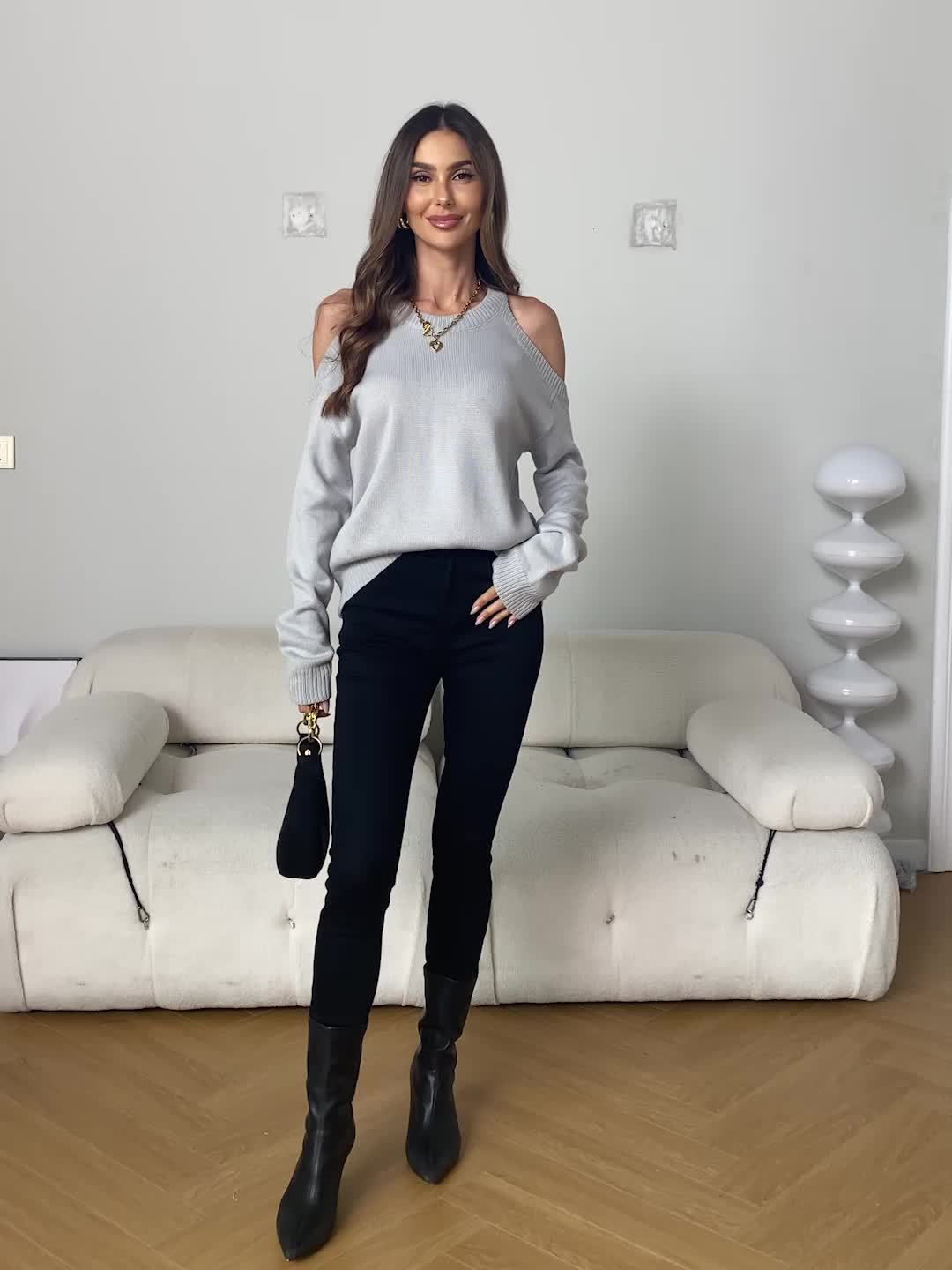 Women’s Elegant Crew Neck Pullover – Soft Knit Fall/Winter Sweater