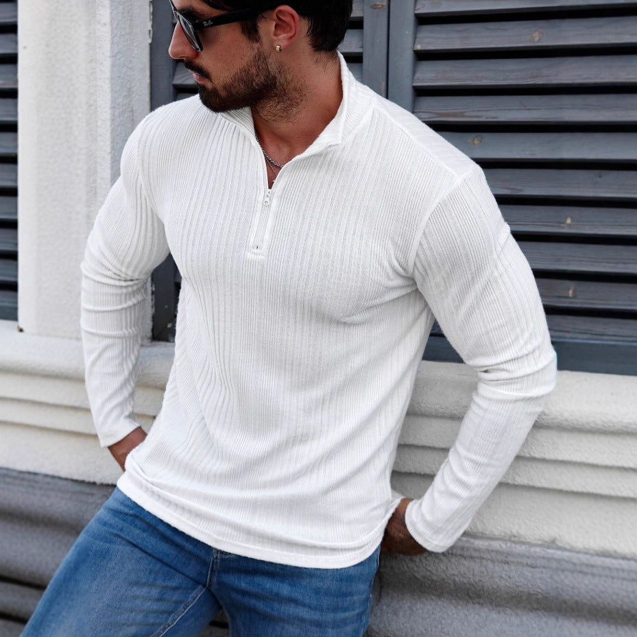 Sweat à capuche côtelé à col montant pour homme – Coupe ajustée et épaisse
