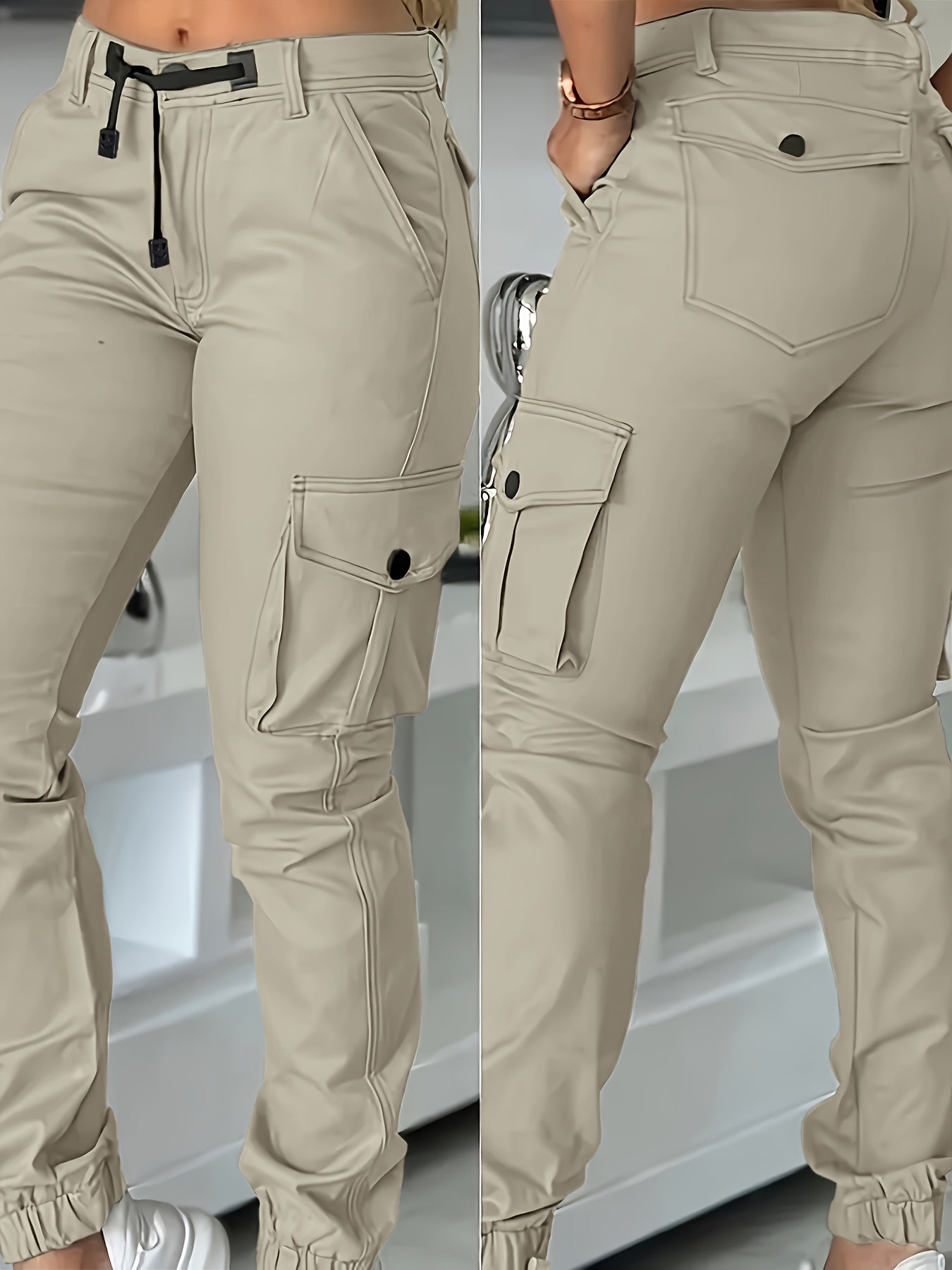 Women’s High-Waisted Cargo Pants – Elegant All-Season Work Trousers