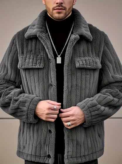 Veste Boutonnée en Flanelle pour Homme – Manteau Décontracté d'Hiver à Revers