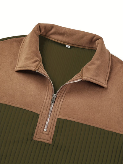 Men’s Full-Zip Winter Sweater – Thick Knit Stand Collar Pullover