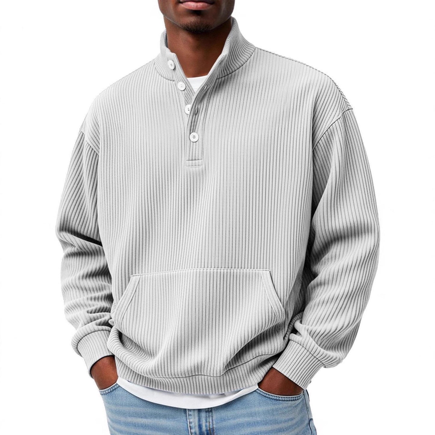 Sweat-shirt homme col roulé uni – Polo décontracté à manches longues