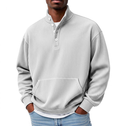 Sweat-shirt homme col roulé uni – Polo décontracté à manches longues