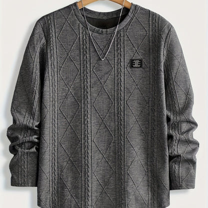 Men’s Geometric Crew Neck Sweatshirt – Long Sleeve Casual Pullover