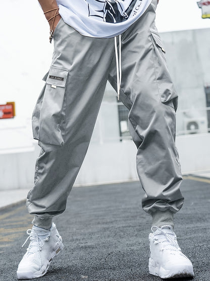 Loom & Soul™ Men’s Cargo Pants – Multi-Pocket Hip-Hop Streetwear Drawstring Trousers