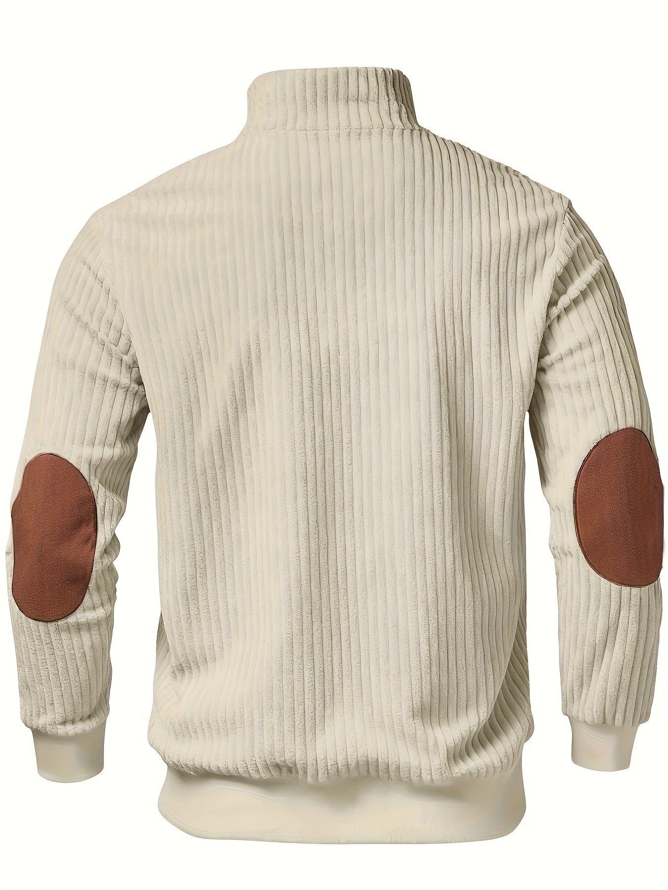 Men’s Stand Collar Half-Zip Pullover – Warm Ribbed Retro Sweatshirt