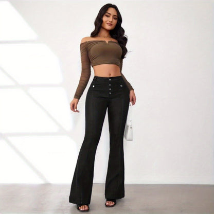 Women’s High-Waist Flare Jeans – Stretchy Vintage Bell Bottoms