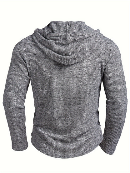 Men’s Ribbed Henley Shirt – Long Sleeve Soft Knit Fall Top