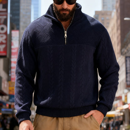 Sudadera con capucha y cremallera para hombre – Sudadera informal de corte holgado con cuello alto