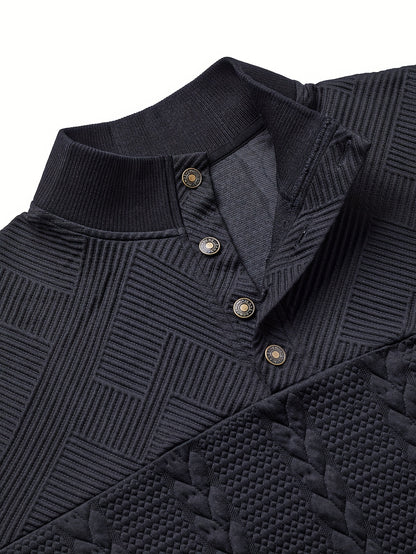 Men’s Casual Henley Shirt – Soft Stretch Long Sleeve Button Top