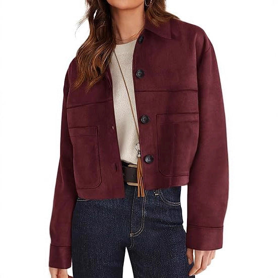 Chaqueta Corta de Ante Sintético para Mujer – Estilo Ligero para el Viaje Diario