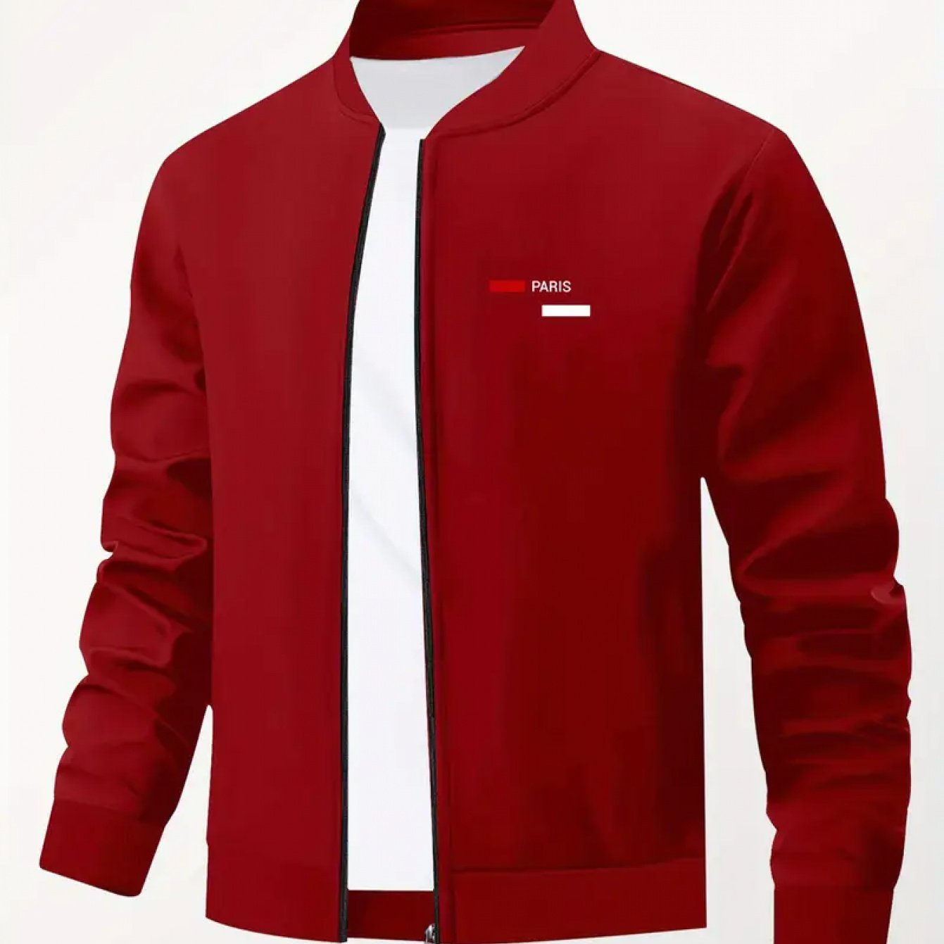 Veste imprimée à col baseball pour homme – Manteau de travail zippé style streetwear décontracté