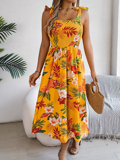 Loom & Soul™ Floral Corset Maxi Dress – Women’s Sleeveless High-Waist Beach Holiday Dress