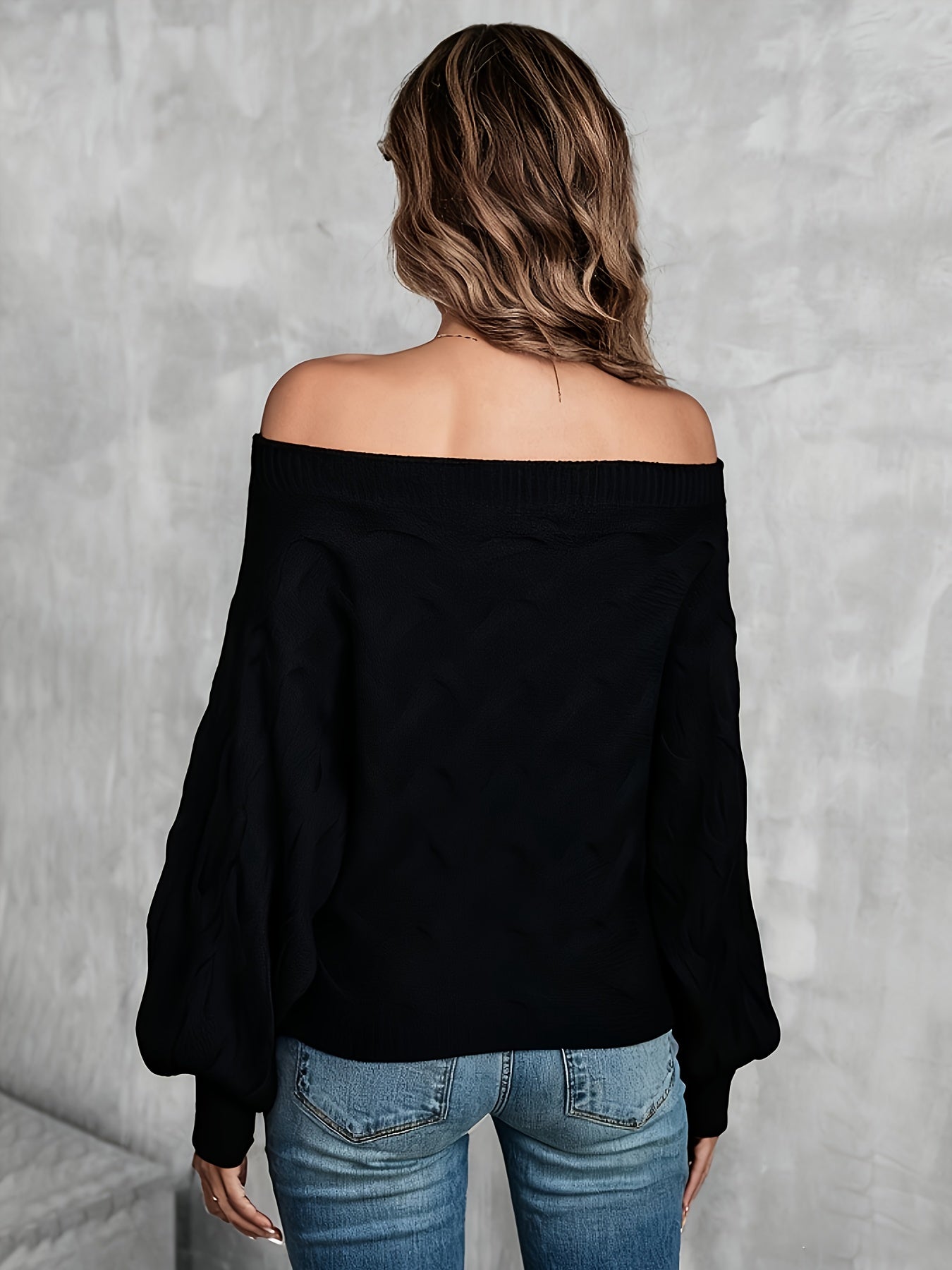 Women’s Off-Shoulder Batwing Sweater – Relaxed All-Season Knit