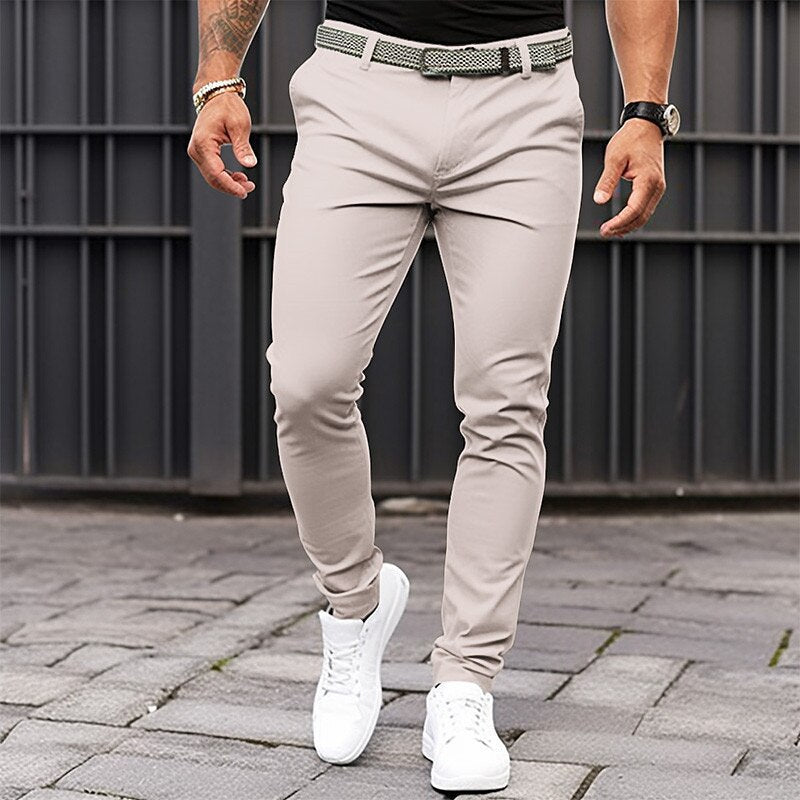 Pantalon Homme Coupe Slim Décontracté – Pantalon de Costume Extensible