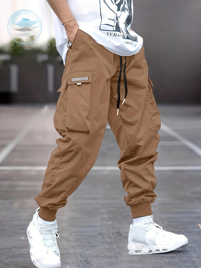 Men’s Olive Cargo Pants – Lightweight Multi-Pocket Streetwear Trousers