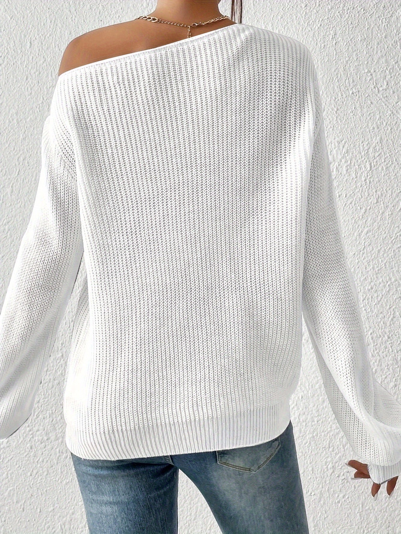 Women’s Asymmetrical Neck Sweater – Elegant Spring/Fall Pullover