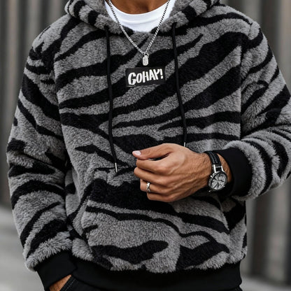 Sudadera con capucha y estampado de leopardo para hombre – Sudadera de felpa para un estilo urbano impactante
